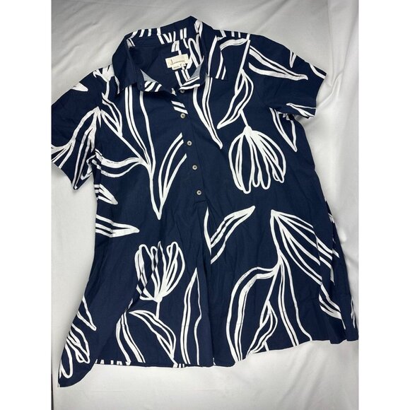 Anthropologie The Pollie Mini Dress Womens Large/P Short Sleeve Swing Tunic Flor - Picture 2 of 7